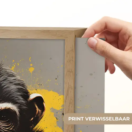 Aap - Chimpansee - Banaan - Geel - Dieren - Stropdas Light Box met batterij (Wandlamp) middel -USP_websiteprintNL