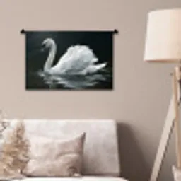 Zwaan - Water - Natuur - Realistisch - Wit Wandkleed katoen klein -sfeer4