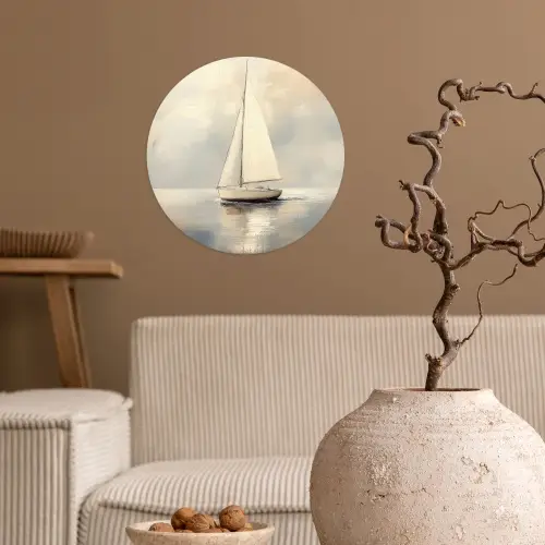 Zeilschip - Zee - Bewolkt Wandcirkel behangsticker klein -sfeer1