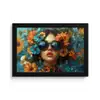 Vrouw - Bloemen - Oranje - Blauw - Modern fotolijst zwart zonder passe partout klein -3d