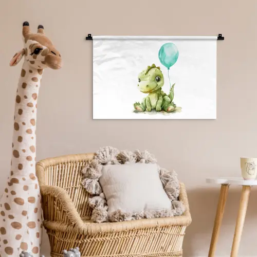 Draak - Baby dier - Blauwe ballon Wandkleed katoen klein -wsfeer5_kind
