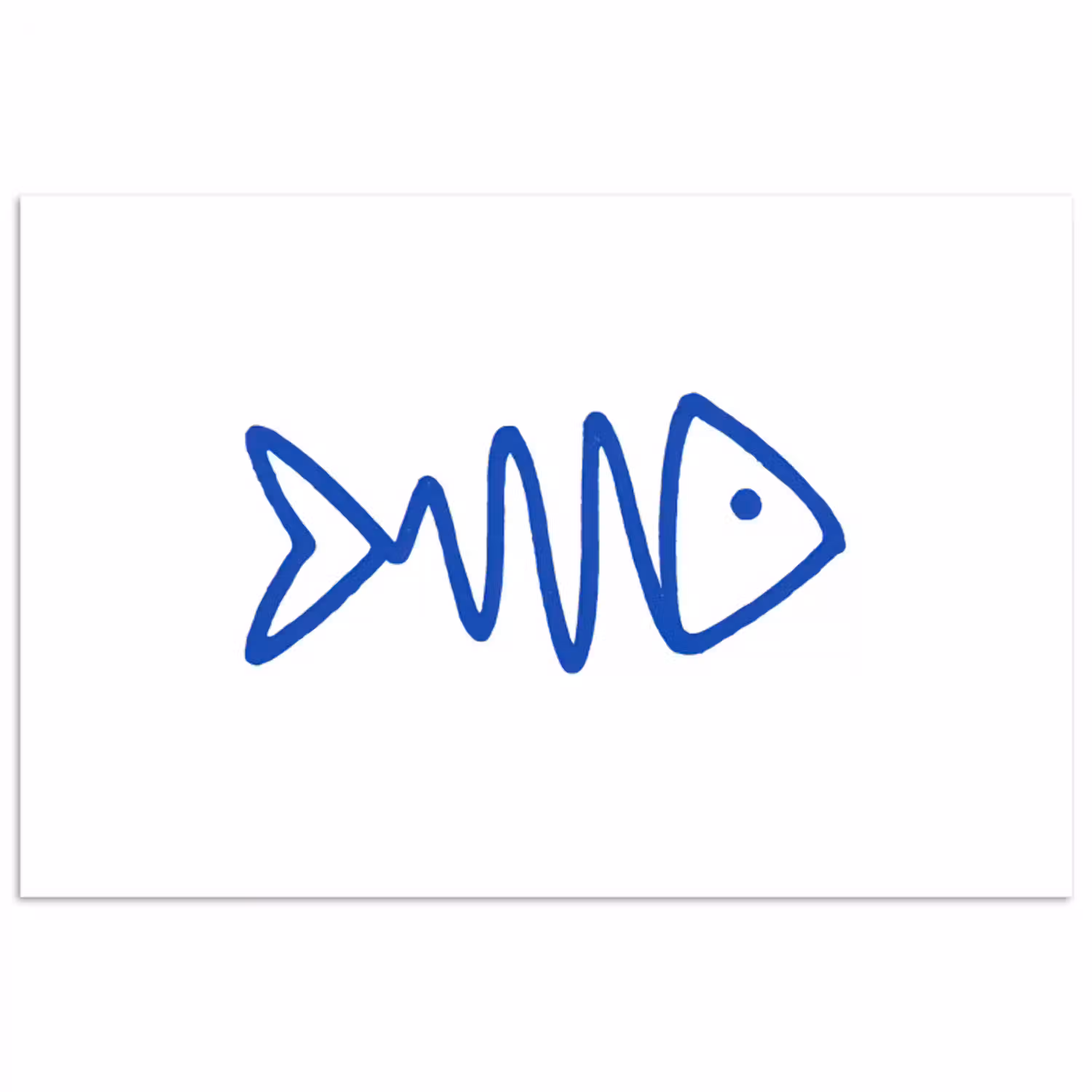 Vis - Minimalistisch - Blauw - Lijn poster papier klein -3d