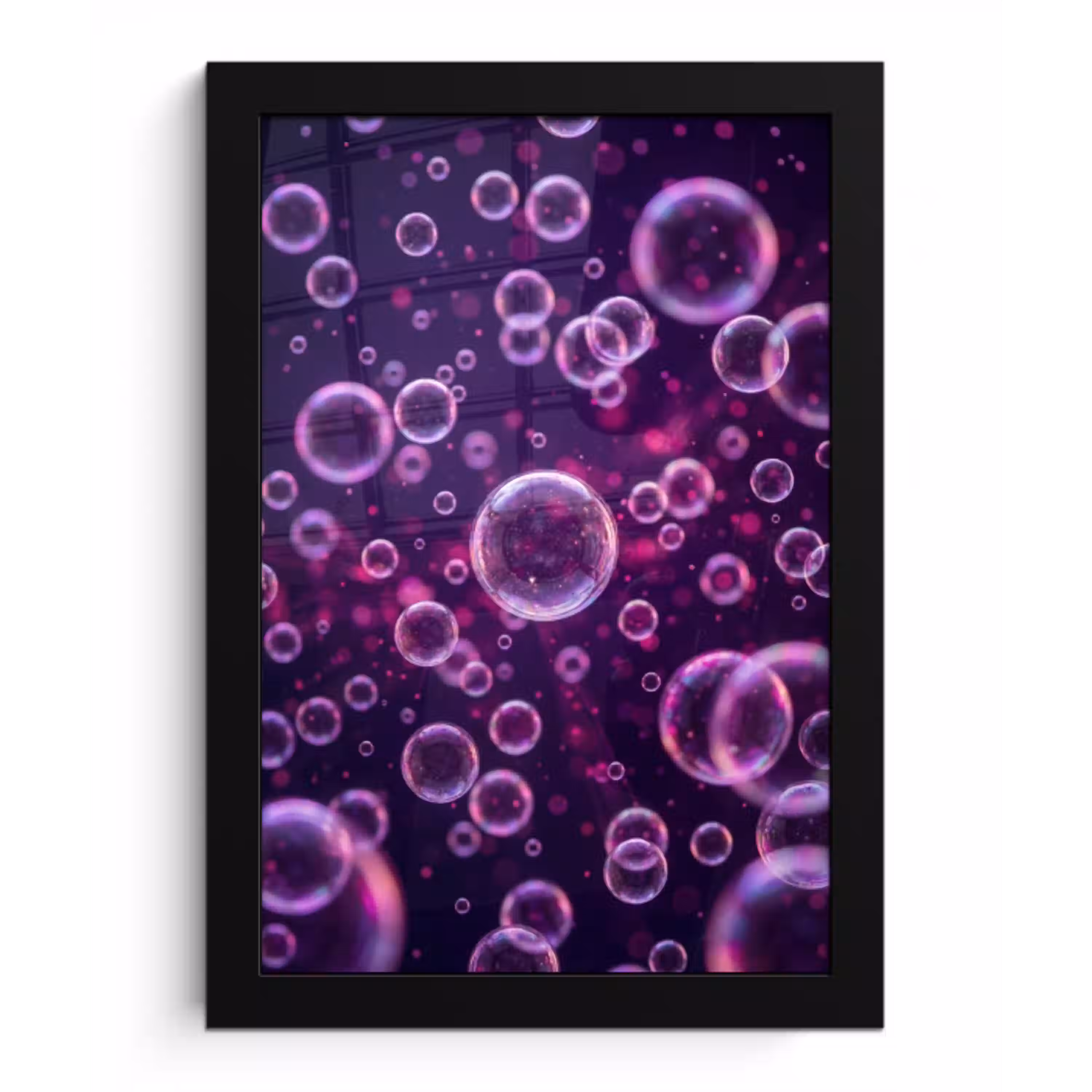 Paars - Bubbels - Schuim fotolijst zwart zonder passe partout klein -3d