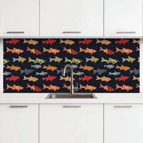 Vissen - Patroon - Kleurrijk keuken achterwand 2 middel 871 -3d