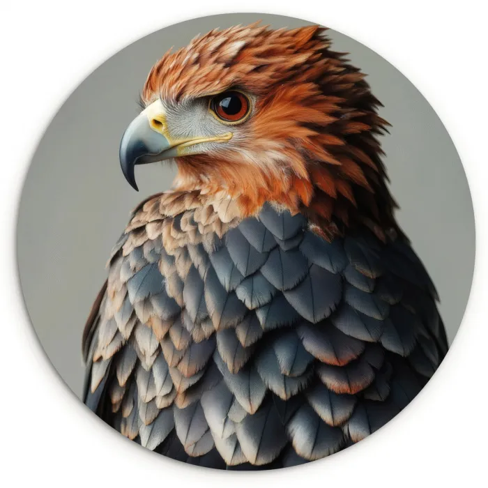 Vogel - Realistisch - Veren - Bruin Wandcirkel kunststof plaat 5mm dik klein -3d