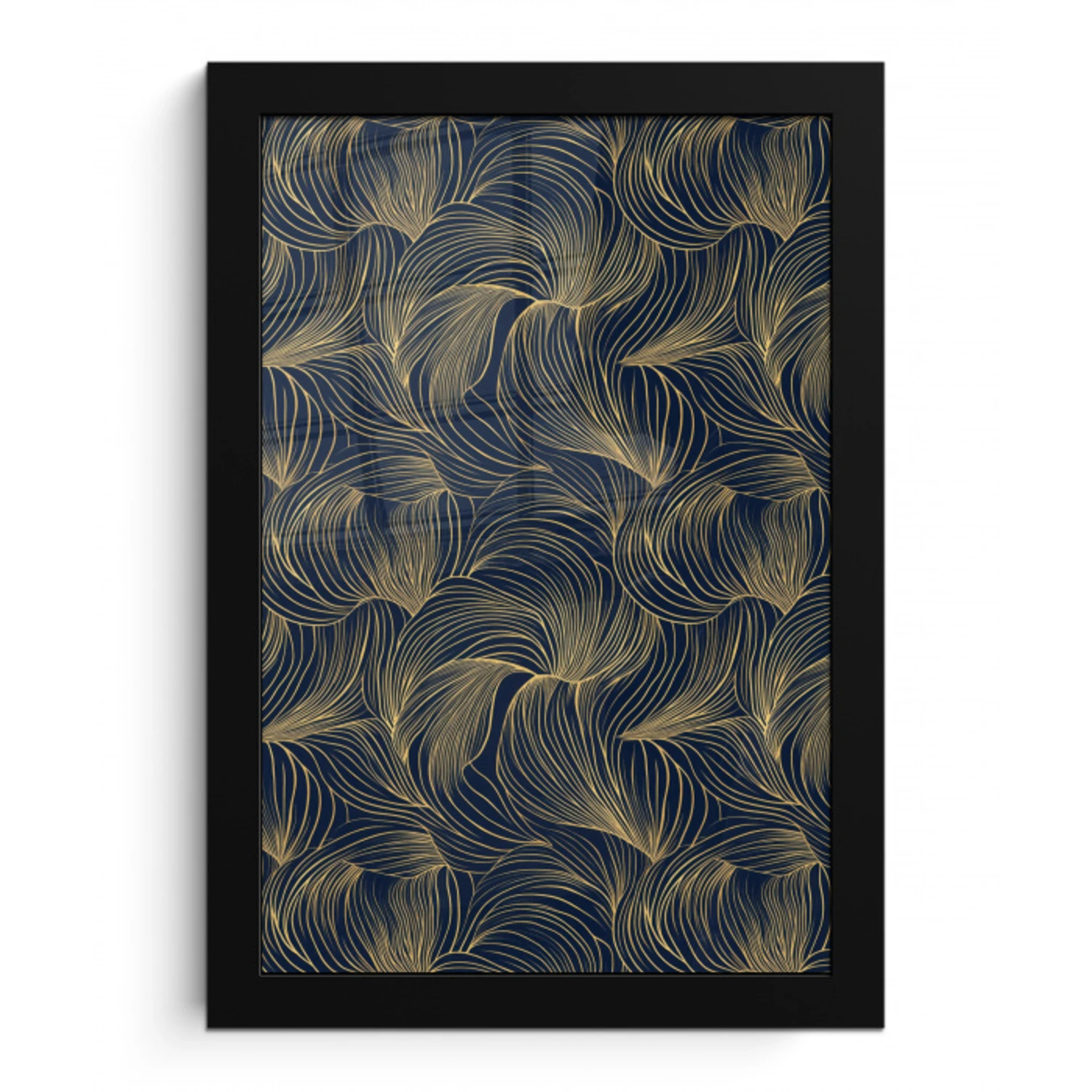 Abstract - Lijnen - Blauw - Goud fotolijst zwart zonder passe partout klein 224 -3d