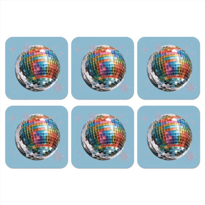 Discobal - Glinsterende sterren - Regenboog onderzetter kurk middel -3d