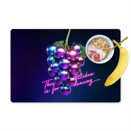 Quote - Neon - Disco - Druiven Placemat vinyl groot -zzzproduct_Kitchenyeah-website