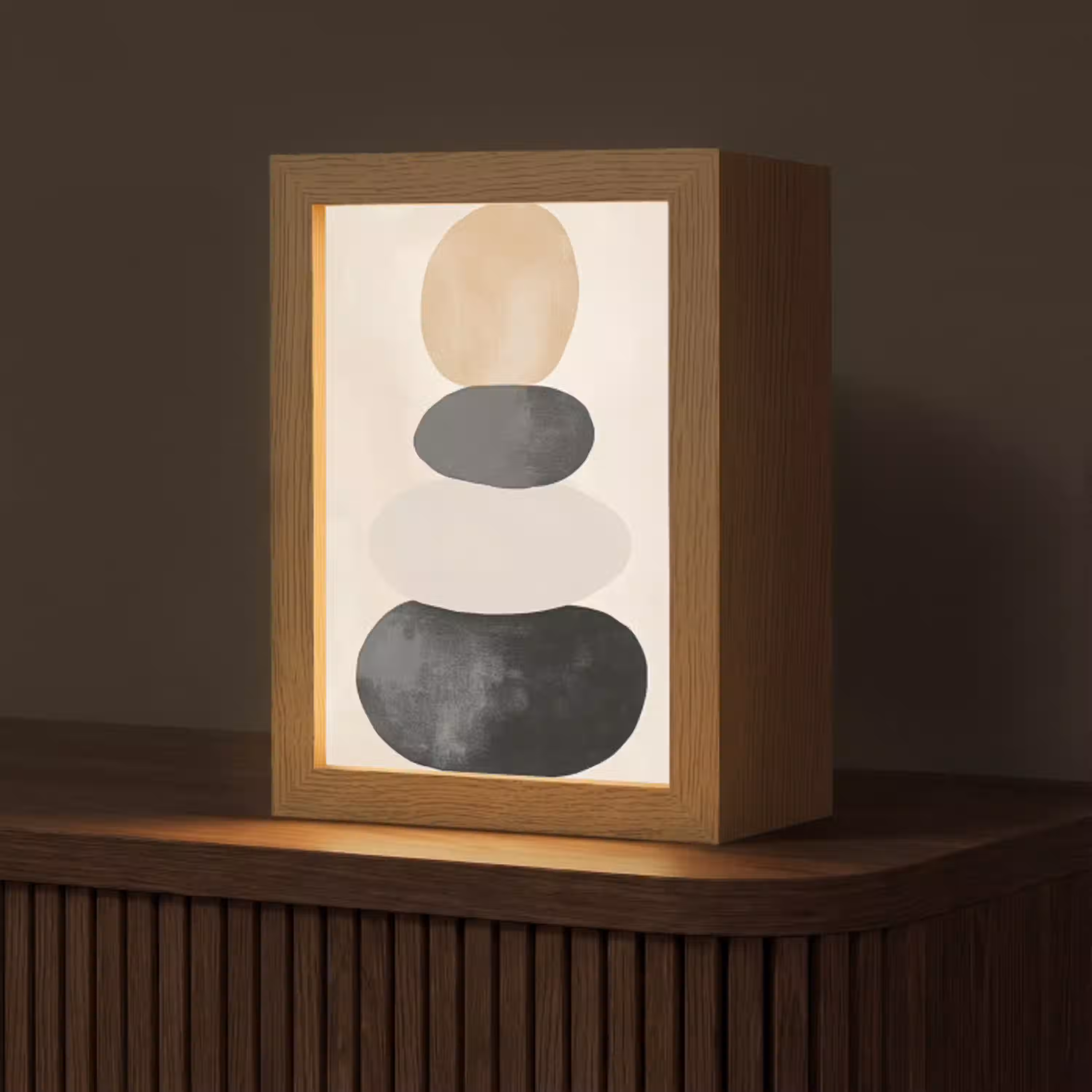 Japandi - Wabi sabi - Beige Light Box met kabel (Tafellamp) klein -z3d_website