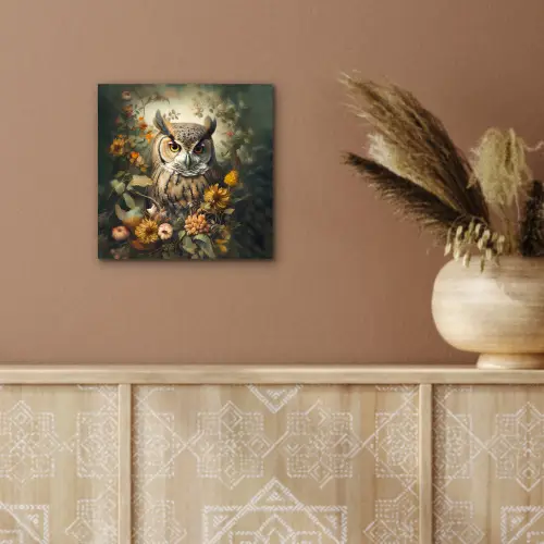 Uil - Vogels - Bloemen - Natuur aluminium wit klein -sfeer4