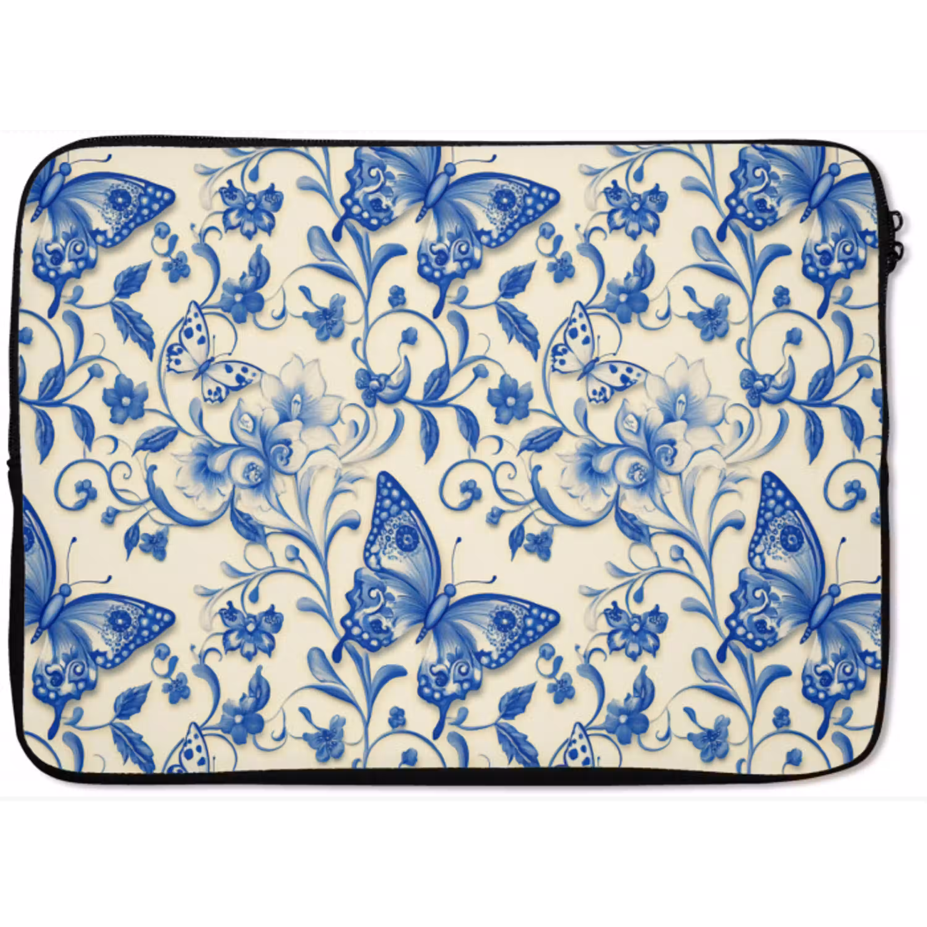 Vlinders - Bloemen - Blauw - Botanisch laptophoes neopreen klein 279 -zkaufland3dotto