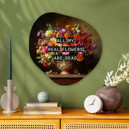 Kleur - Bloemen - Vintage - Bloemenvaas Wandcirkel Organisch Plexiglas middel -sfeer2