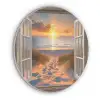 Doorkijk - Strand - Duinen - Zonsondergang Akoestische PET Vilt - Rond klein -3d
