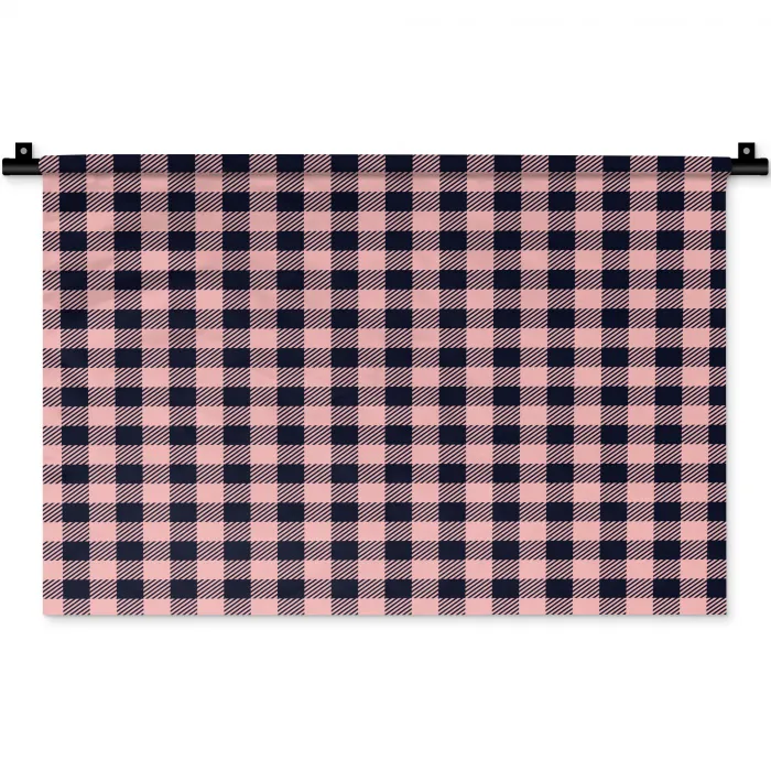 Plaid - Patroon - Roze - Zwart Wandkleed katoen klein 269 -zz3d