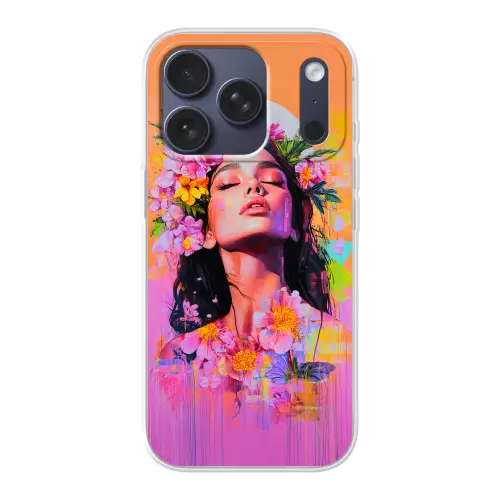 Portret - Bloemenkroon - Vrouw Telefoonhoesje iPhone 17 Pro klein -3d