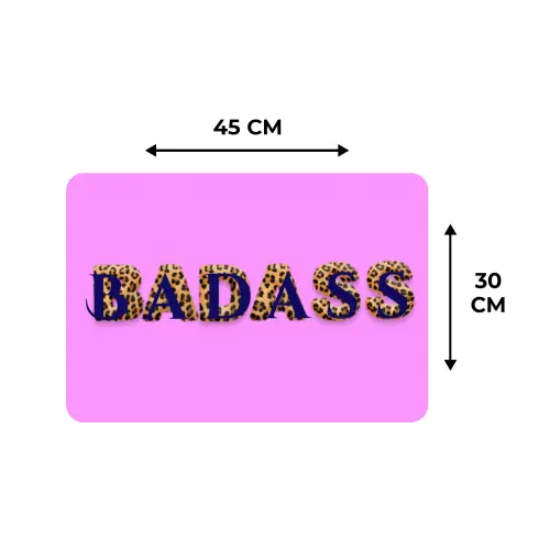 Felroze - Badass - Panterprint - Schaduw Placemat vinyl groot -specs