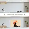 Katten - Zwart - Abstract - Cirkels keuken achterwand spatscherm klein -voor_na_NL