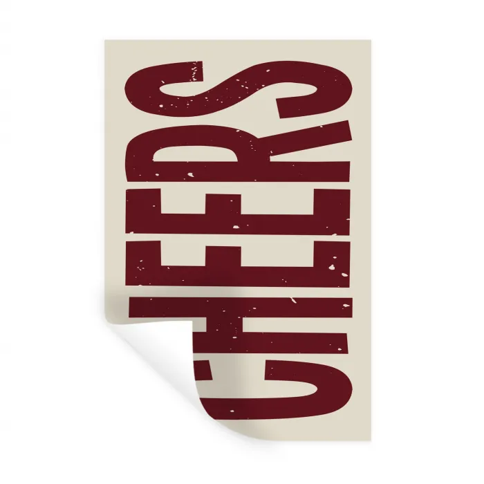 Red - Cheers - Decoratie - Beige Muursticker klein -3d