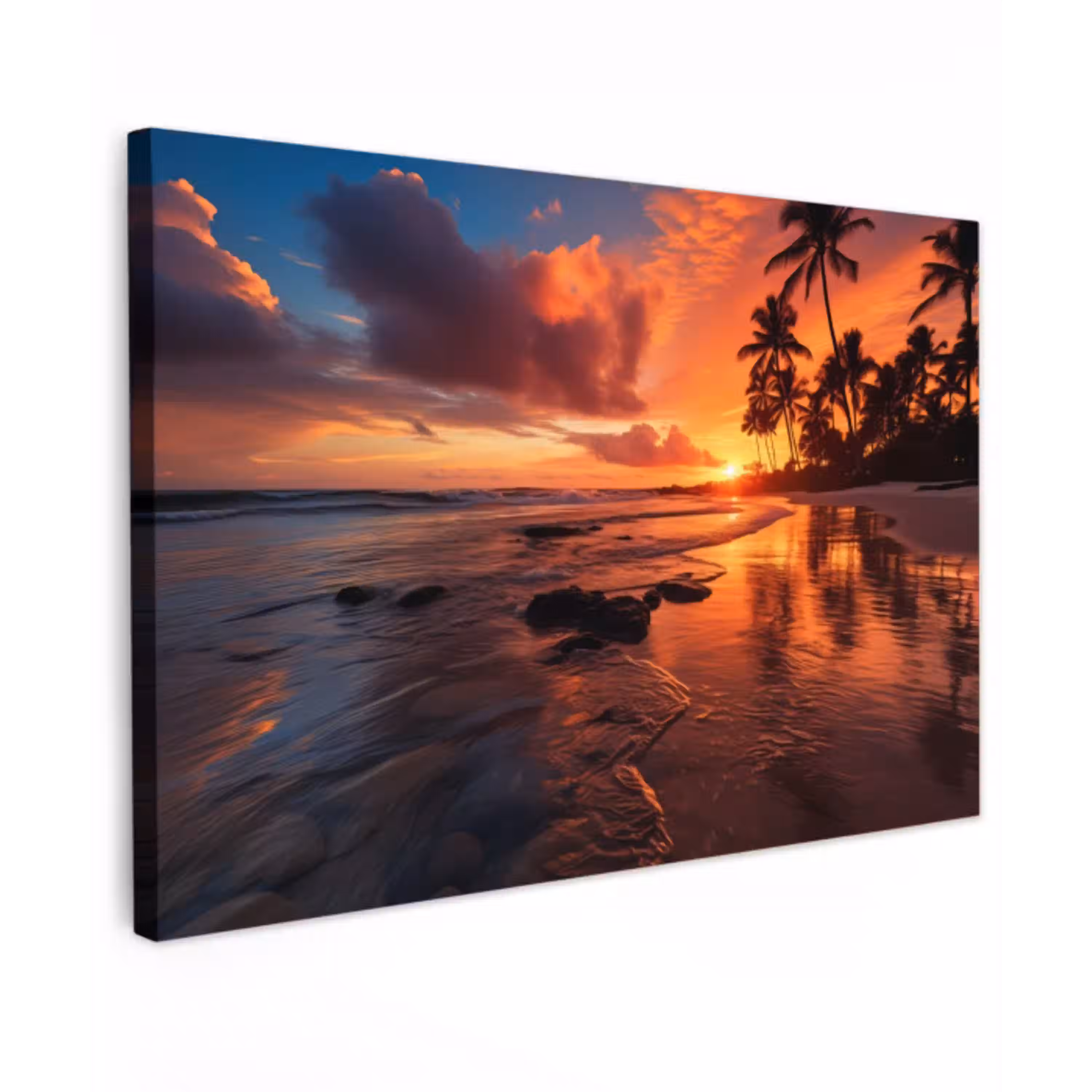 Tropische Zonsondergang Tuinposter op houten frame 2 cm dik klein -3d