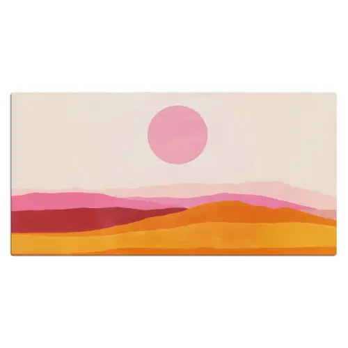 Heuvels - Oranje - Zon - Abstract Muismat XXL klein -3d_leeg