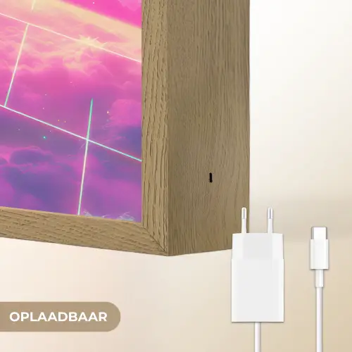 Astronaut - Neon - Roze - Wolken Light Box met batterij (Wandlamp) middel -USP_websiteoplaadbaarNL