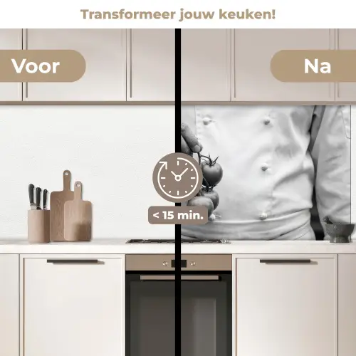 Tomaten - Chef - Zwart - Wit keuken achterwand 2 middel -voor-na2_NL