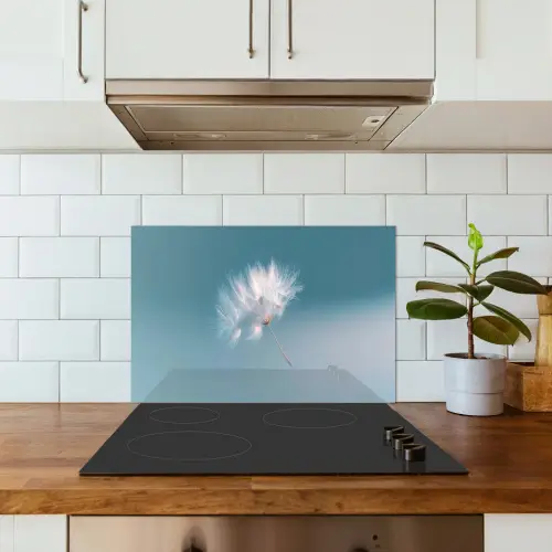 Paardenbloempluisje - Blauw - Lucht keuken achterwand spatscherm klein -sfeer2