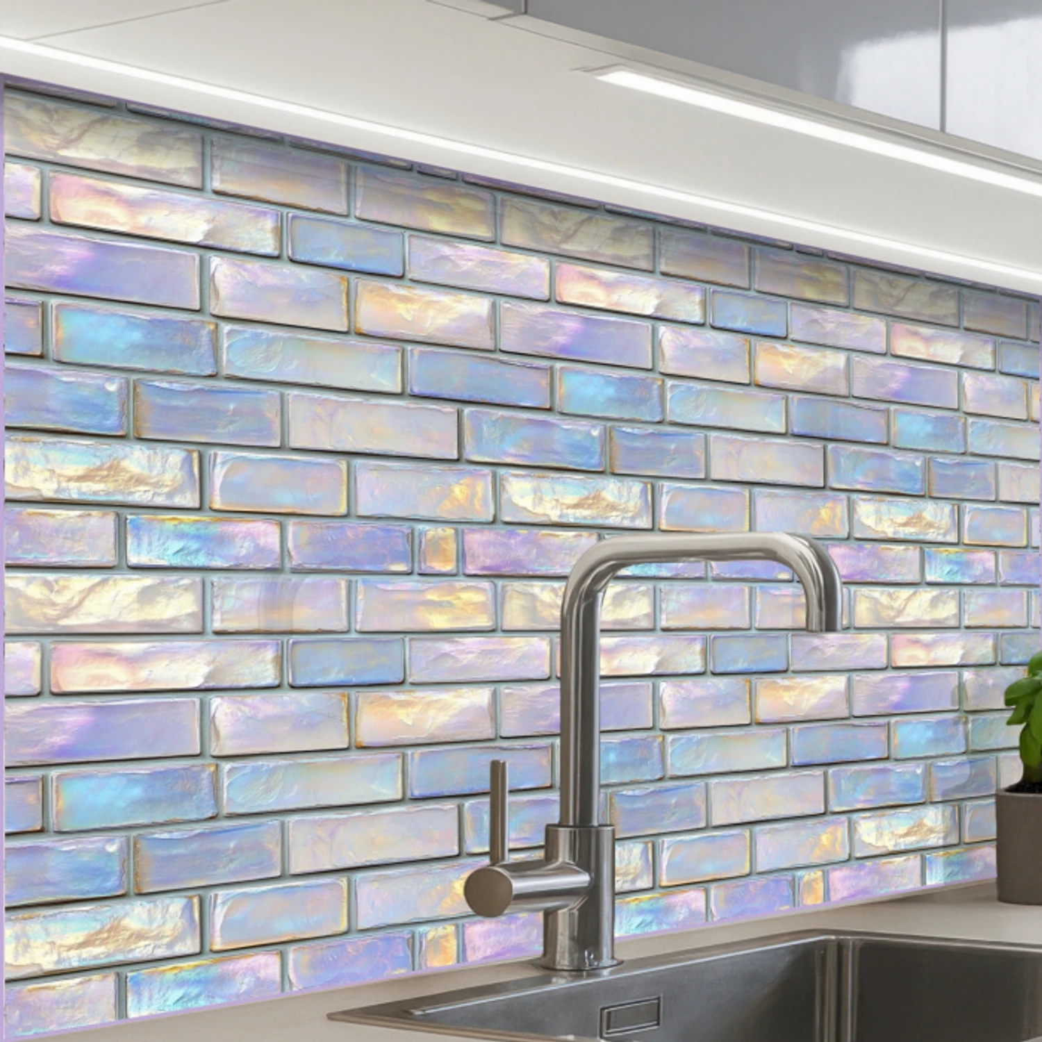 Glans - Muur - Parelmoer keuken achterwand 2 middel 865 -zzzz3d_schuin