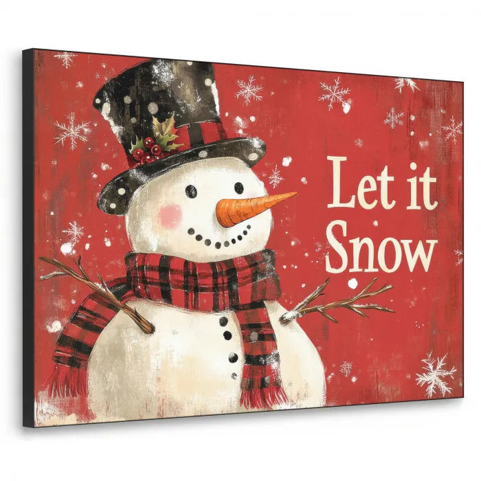 Sneeuwpret - Winter - Sneeuwpop Textielframe zwart klein -3d