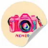 Camera - Memories - Roze - Geschilderd Wandcirkel behangsticker klein -3d