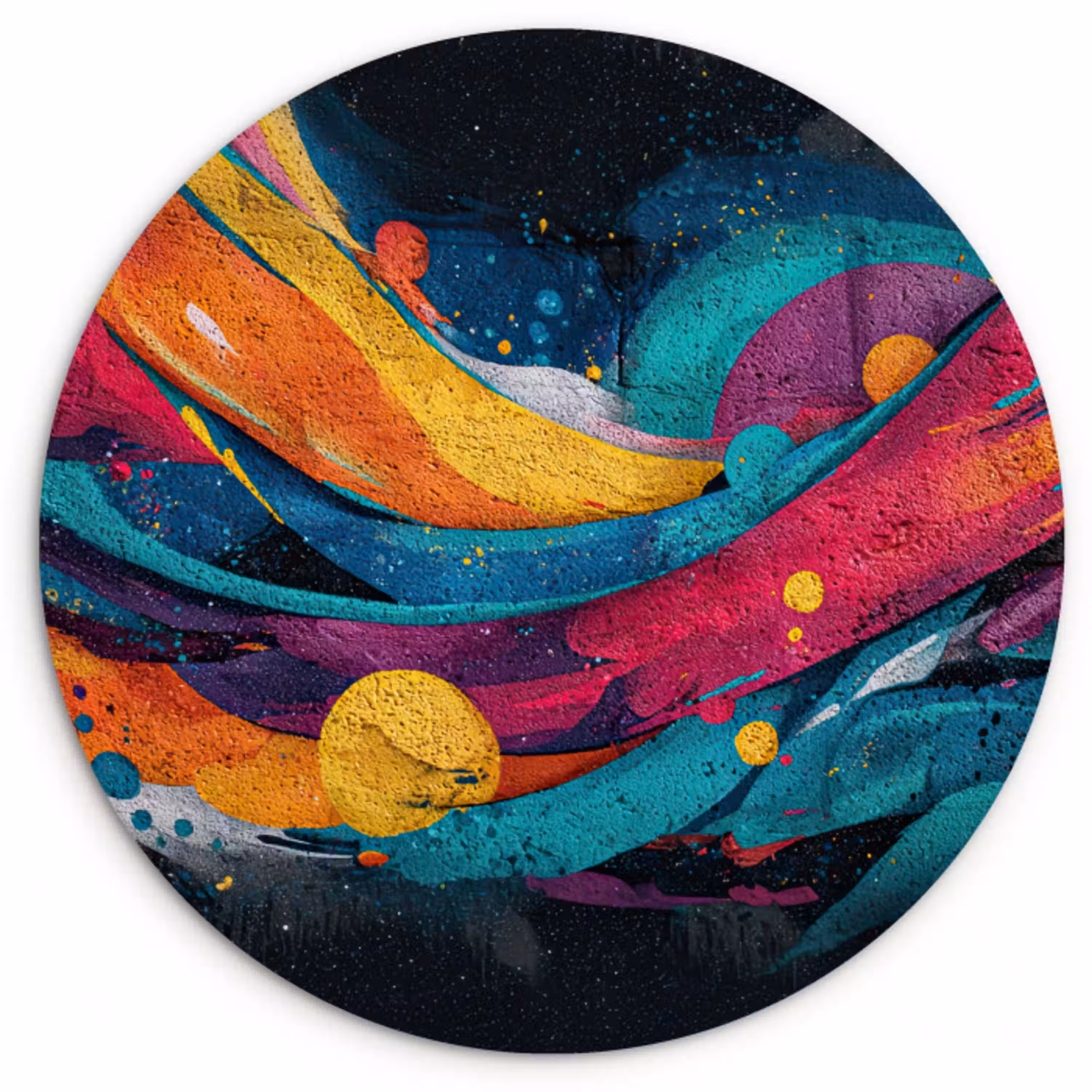 Banen - Golven - Kleurrijk - Abstract Wandcirkel kunststof plaat 5mm dik klein -3d