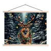 Kerst - Magie - Bos - Kleurrijk textielposter latten blank klein -3d