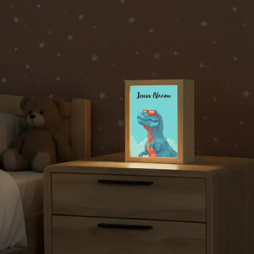Dino - Blauw - Zonnebril - Wolken Light Box met kabel (Kinderlampje) klein -sfeer1_kind