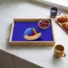 Meloen - Blauw - Oranje - Kunstzinnig Dienblad Rechthoek middel -sfeer2