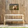 Schotse hooglander - Bergen - Grasveld Tuinposter op houten frame 2 cm dik klein -sfeer4