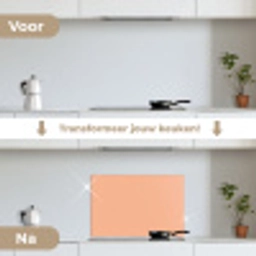 Abrikoos - Roze - Pastel - Effen - Kleur keuken achterwand spatscherm klein 900 -voor_na_NL