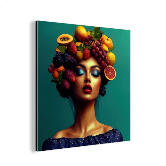 Vrouw - Hoodtooi - Tropisch - Fruit - Druiven aluminium wit klein -3d