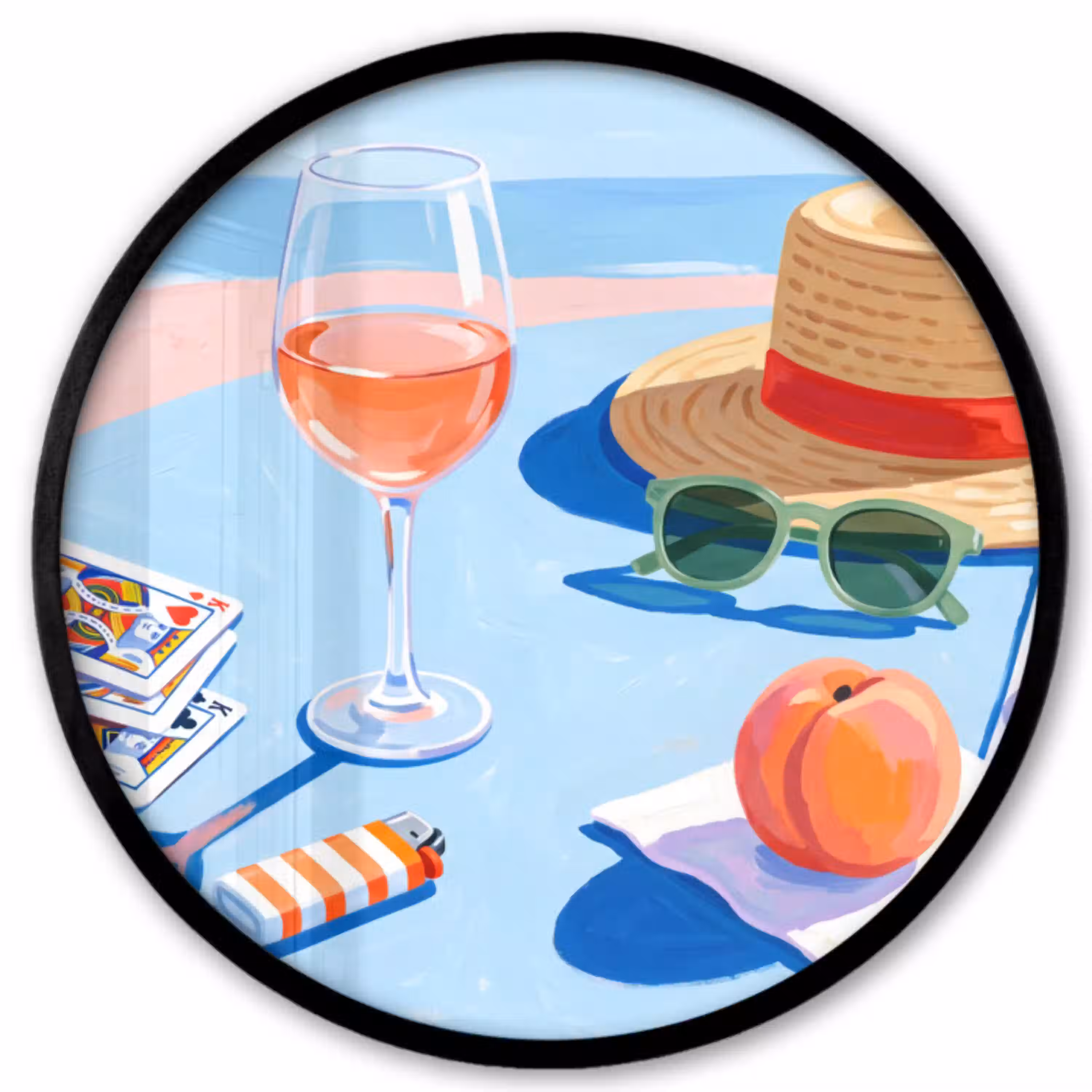 Strand - Picknick - Zomer Fotolijst rond zonder passe partout klein -3d
