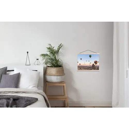 Luchtballonnen - Rotsen - Zonsopgang textielposter latten blank klein -woonkamer