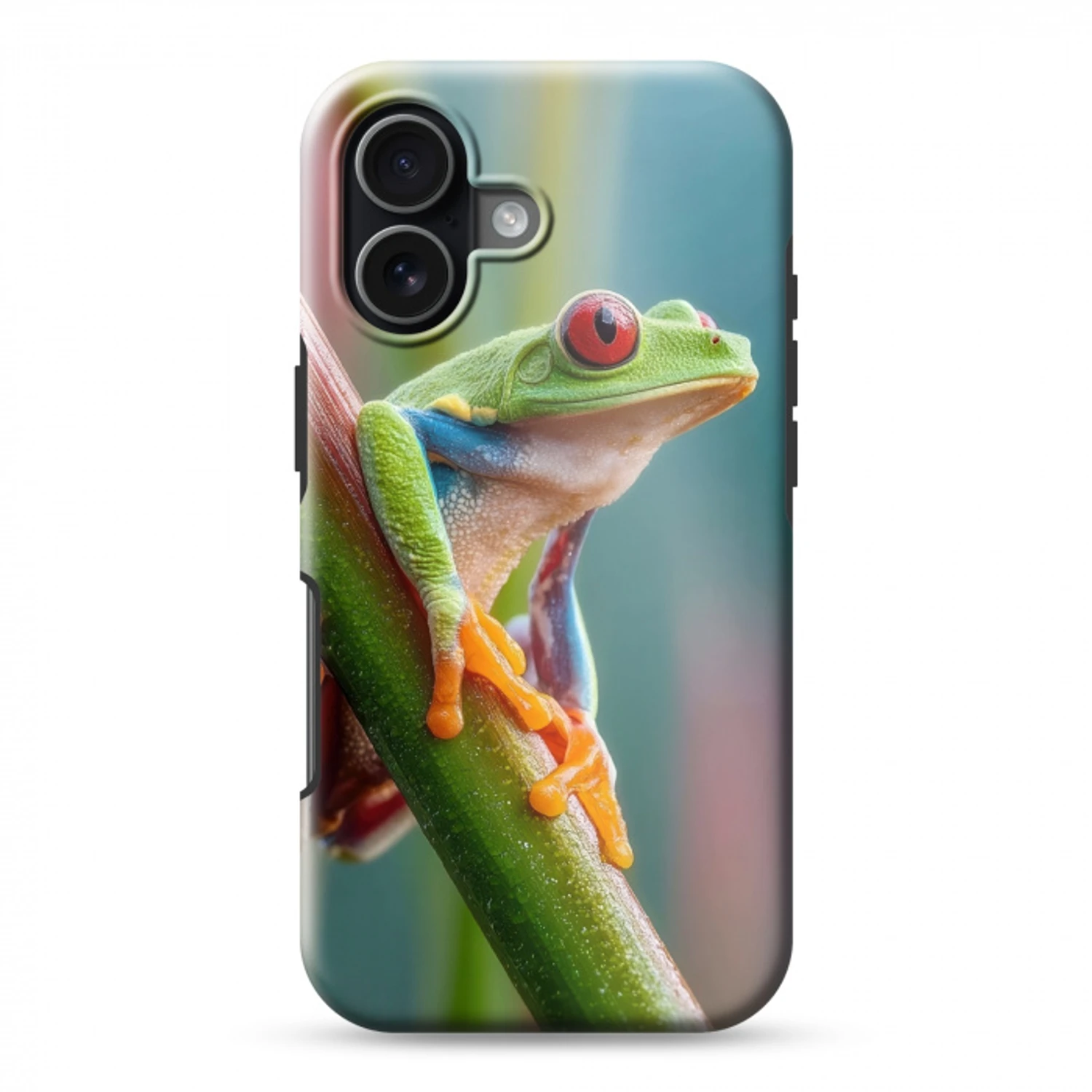 Kleurrijke kikker - Groene stengel - Alert Toughcase MagSafe Apple iPhone 17 klein -3d