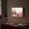 Paars - Abstract - Verf - Goud Light Box met batterij (Wandlamp) middel -sfeer1