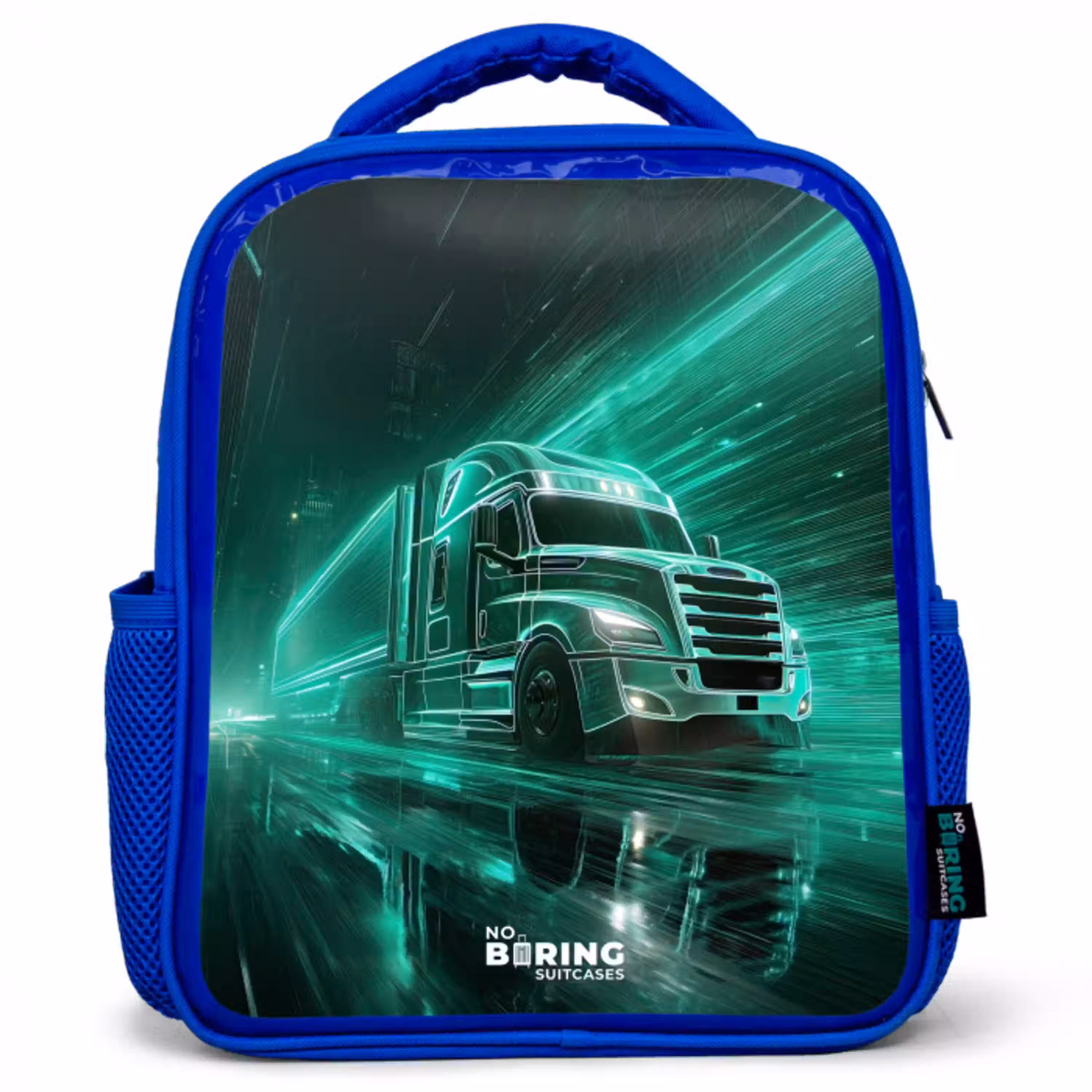 Vrachtwagen - Neon - Groen - Stad Kinderrugzak - Blauw middel -3d