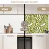 Lijnpatroon - Groen - Organisch keuken achterwand 2 middel 871 -voor-na2_NL