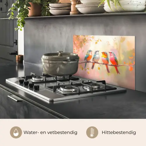 Vogels - Kleurrijk - Tak keuken achterwand spatscherm klein -usp_NL