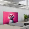 Pink - Hond - Bubbel keuken achterwand spatscherm klein -3d_schuin