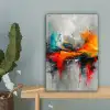 Moderne kunst - Oranje - Grijs - Abstract canvas 2cm klein -sfeer4