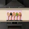 Ingrediënten - Lepels - Hout - Roze keuken achterwand spatscherm klein -sfeer1
