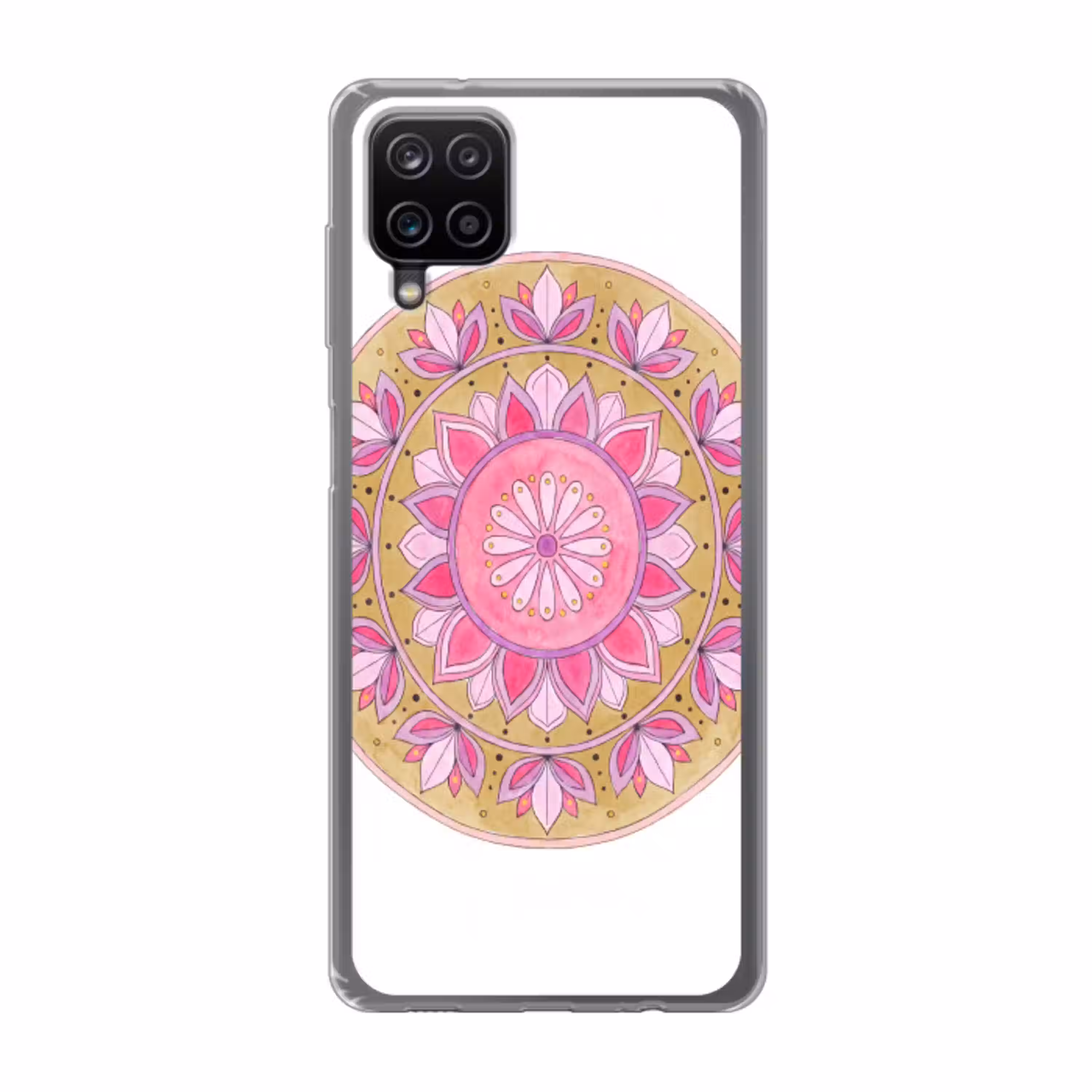 Mandala - Patroon - Kunst - Aquarel - Roze Telefoonhoesje Samsung Galaxy A12 klein -3d