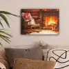 Winter - Kerst - Huis - Openhaard canvas 2cm klein -sfeer1