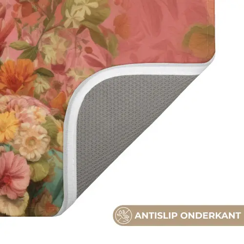 Vrouw - Bril - Roze - Bloemen Badmat klein -USP_AntislipNL